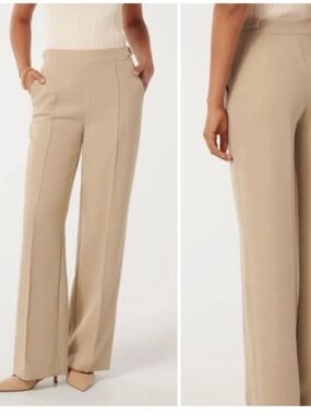 Ever New Melbourne Mila D-Ring Beige Wide-Leg Women's Pants